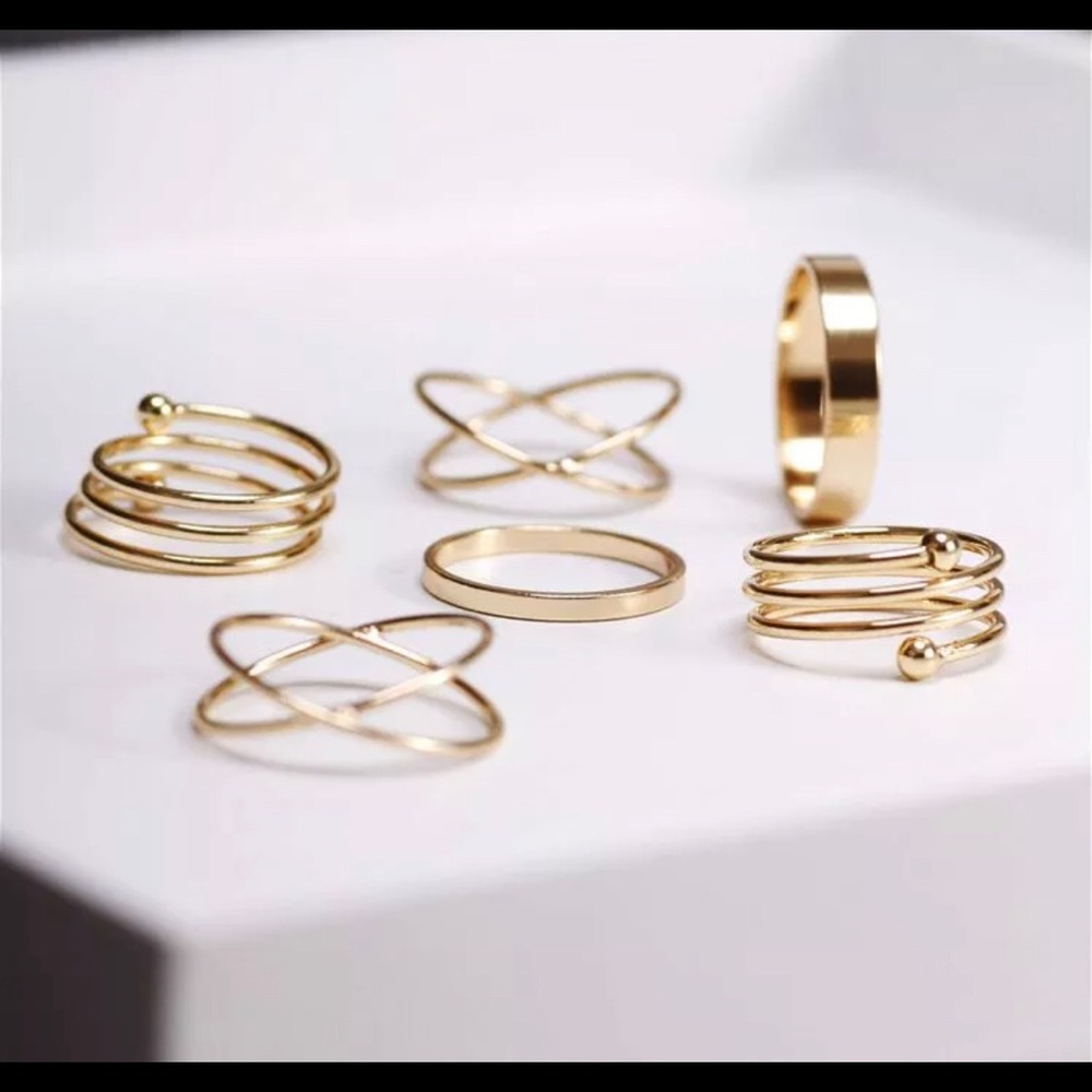 6pcs Goldtone Midi Rings Set